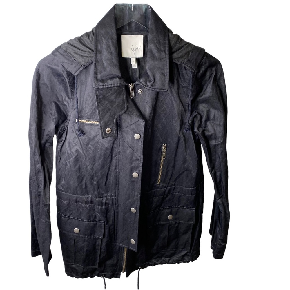 JOIE Silky Nylon Barker Utility Jacket Buttons Snaps Zippers Drawstring Small - Picture 3 of 15